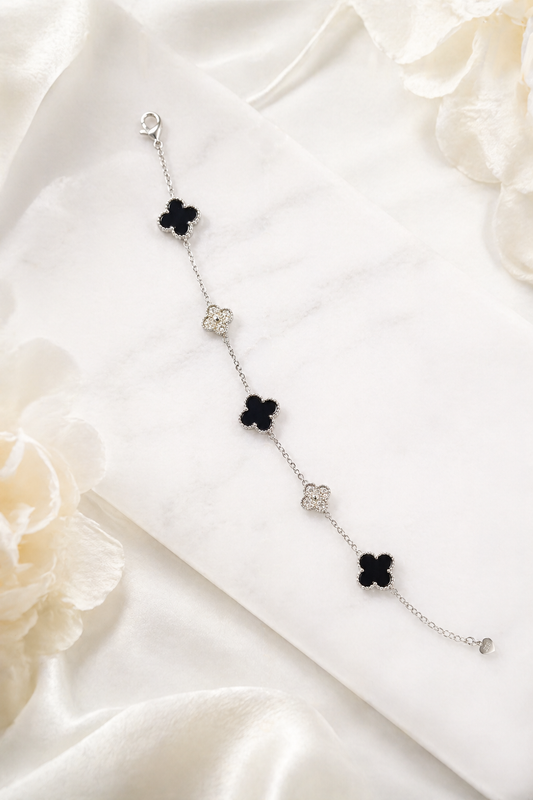Silver Van Cleef Black & White Bracelet - Large