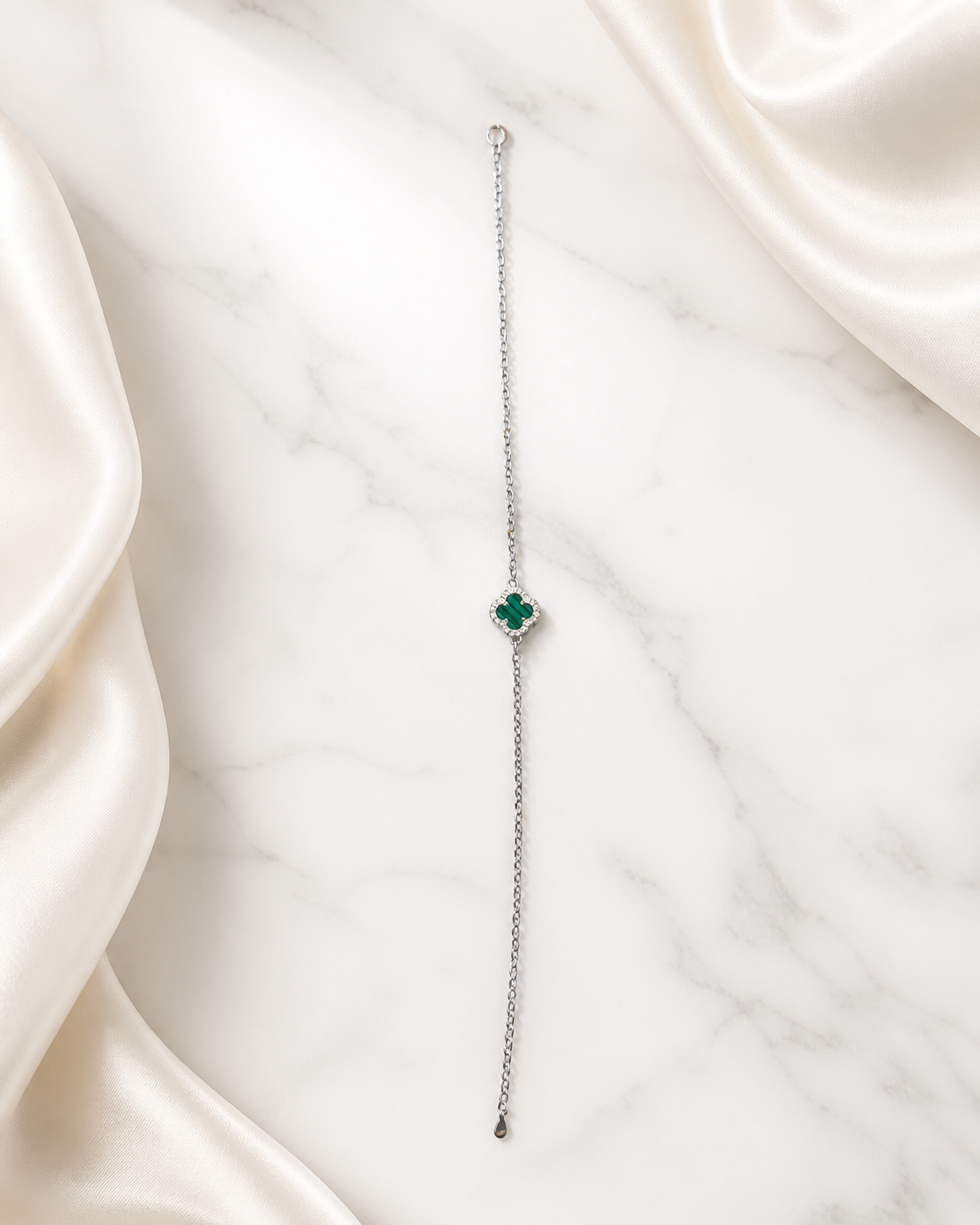 Silver Van Cleef Green Bracelet