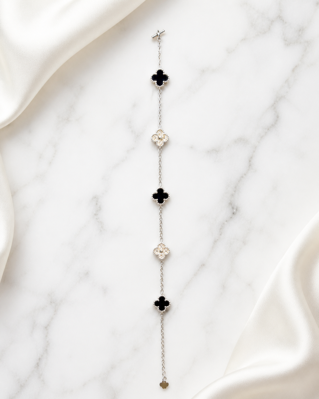 Silver Van Cleef Black & White Bracelet