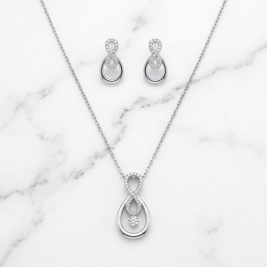 Silver Standing Infinity Set Necklace & Earrings