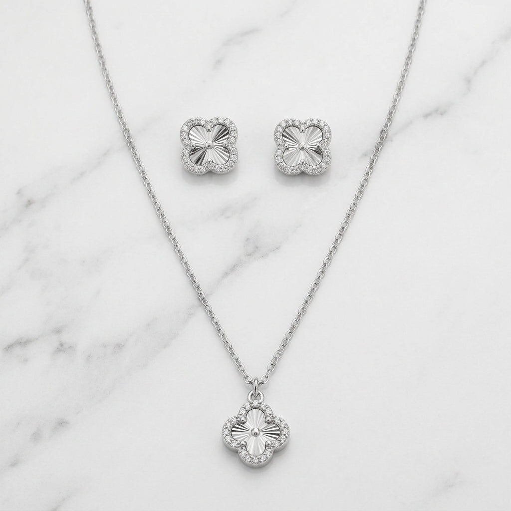 Silver Van Cleef Set Necklace & Earrings