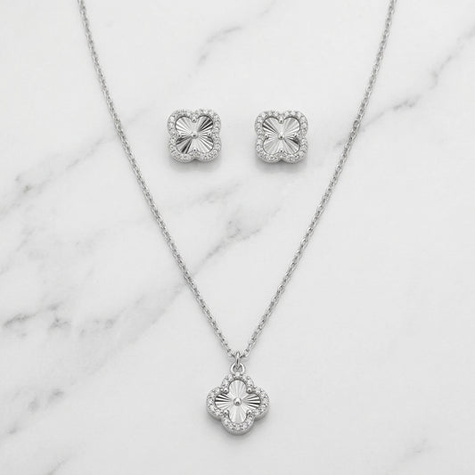 Silver Van Cleef Set Necklace & Earrings